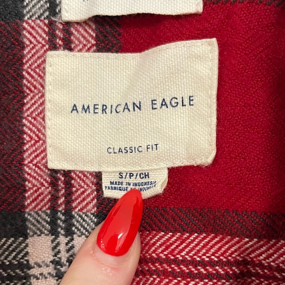 American Eagle Outfitters Red and Black Plaid Shirt - Picture 3 of 4